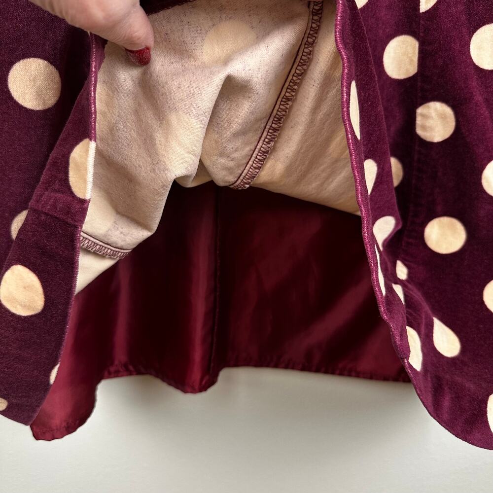 Boden Velvet Skirt Polka Dot Retro Mod Pencil A-Line Burgundy 12L Long Office - Picture 7 of 11